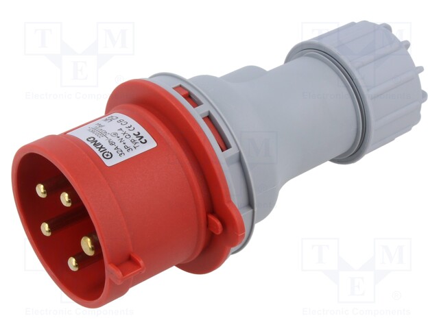Connector: AC supply; plug; male; 32A; IEC 60309; IP44; PIN: 5E-12