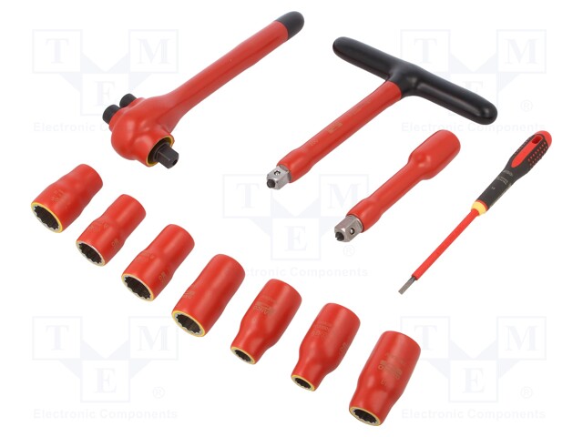 Insulated socket wrenches; Pcs: 11