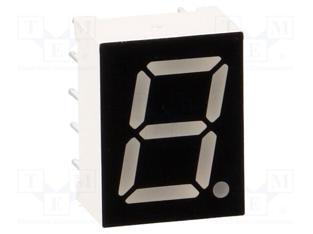 Display: LED; 7-segment; 9.9mm; 0.39"; No.char: 1; red; 40mcd