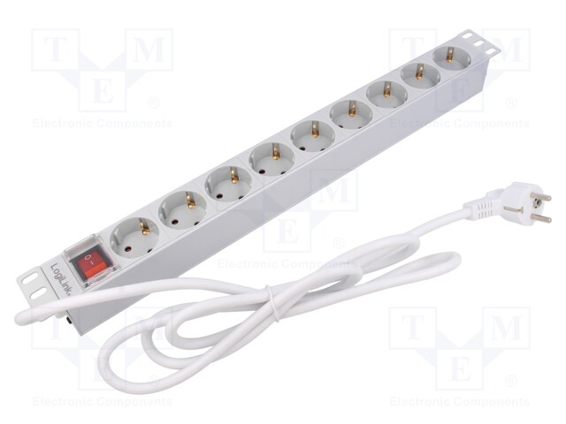 Plug socket strip: protective; Sockets: 9; 230VAC; 16A; black; 2m