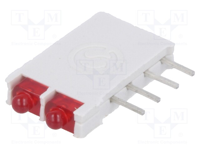 LED; in housing; red; 1.8mm; No.of diodes: 2; 10mA; 38°; 2V; 13mcd