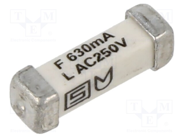 Fuse: fuse; quick blow; 630mA; 250VAC; 125VDC; SMD; ceramic; copper