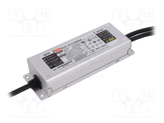Power supply: switched-mode; Communication: DALI; LED; 75W; 350mA