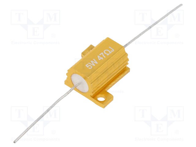 Resistor: wire-wound; with heatsink; 47Ω; 5W; ±5%; 50ppm/°C; axial