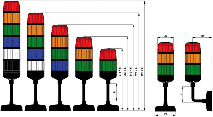 Signaller: signalling column; Usup: 20÷30VDC; LED; IP65; Ø75x498mm