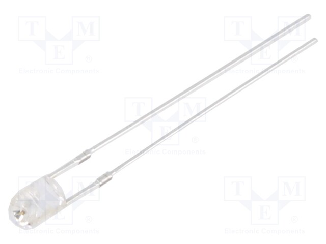 LED; 3mm; red; 1560÷2180mcd; 60°; Front: convex; 15V; No.of term: 2