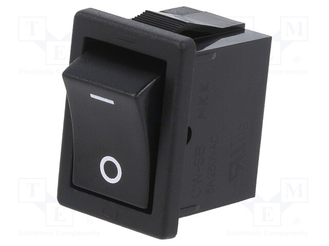 ROCKER; SPST; Pos: 2; ON-OFF; 6A/250VAC; black; none; Rcont max: 20mΩ