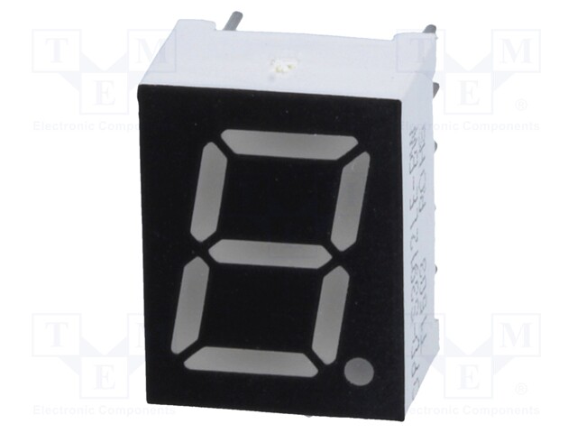 Display: LED; 7-segment; 9.9mm; 0.39"; No.char: 1; red; 40mcd; anode