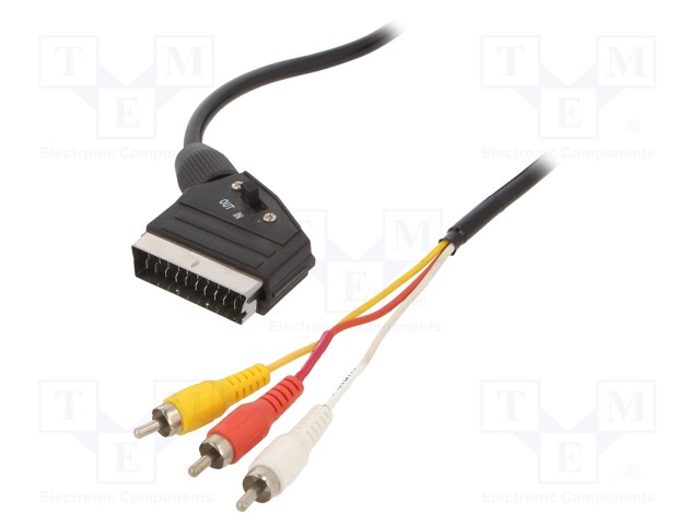 Cable; RCA plug x3,SCART plug; 1.8m; black
