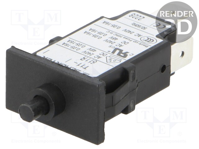 Circuit breaker; Urated: 240VAC; 48VDC; 1A; SPST; Poles: 1; SNAP-IN
