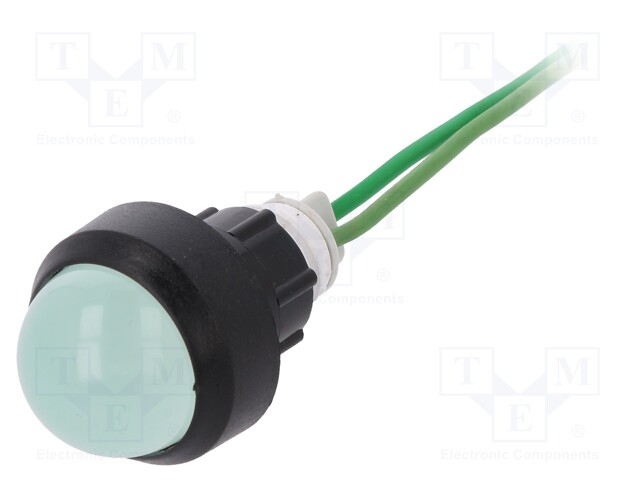 Indicator: LED; prominent; 230VAC; Cutout: Ø13mm; 300mm leads