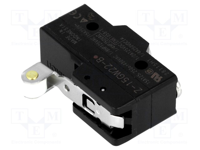 Microswitch SNAP ACTION; with lever (with roller); SPDT; Pos: 2