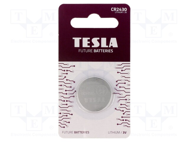 Battery: lithium; 3V; CR2430,coin; non-rechargeable; Ø24x3mm
