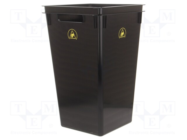 Waste bin; ESD; 330x235x530mm; 40l; black; <100kΩ; 3kg