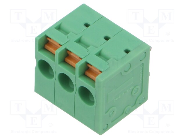PCB terminal block; 5mm; ways: 3; on PCBs; THT,snap-on; terminal