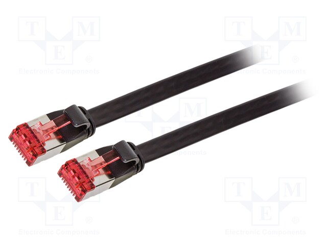 Patch cord; U/FTP; 6; stranded; CCS; PVC; black; 2m; flat cable