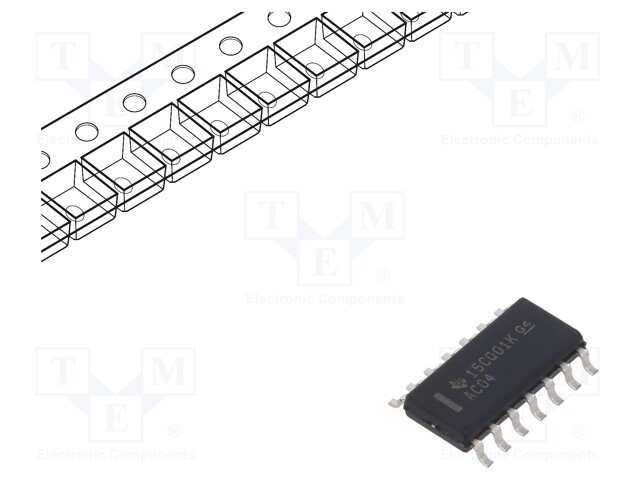 Logic IC, Inverter, Hex, 1 Inputs, 14 Pins, SOIC, 74AC04