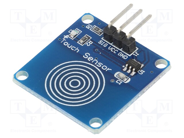 Sensor: touch; capacitive; Channels: 1; IC: TTP223; 2.4÷5.5VDC