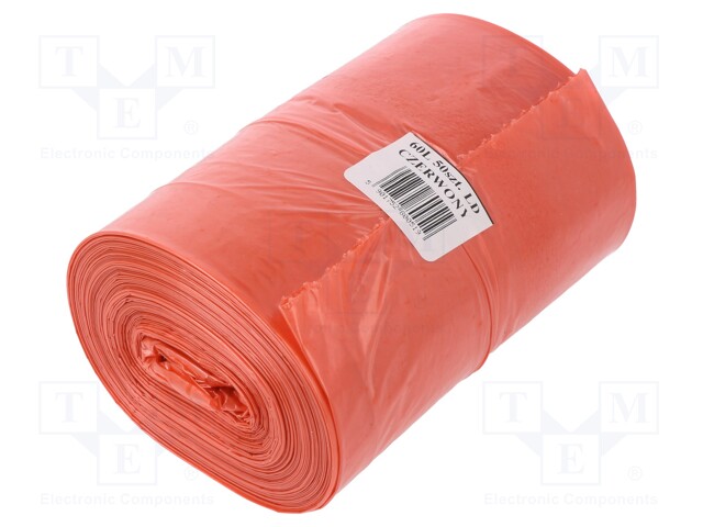 Trash bags; 50pcs; LDPE; Colour: red; 60l