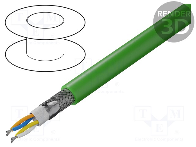 Wire; HELUKAT® PROFInet B; PROFINET; 5e; stranded; Cu; 2x2x22AWG