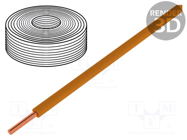 Wire; 0.2mm2; solid; Cu; PVC; orange; 60V; 10m; 1x0.2mm2
