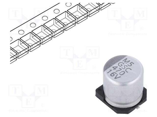 Capacitor: electrolytic; SMD; 470uF; ±20%; -55÷105°C; Series: GSC