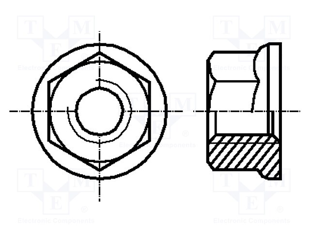 Nut; with flange; hexagonal; M6; steel; Plating: zinc; Pitch: 1,0
