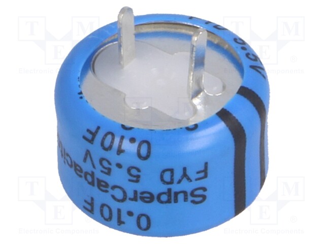 Capacitor: electrolytic; 0.1F; 5.5VDC; ESR: 100Ω; THT; -20÷+80%