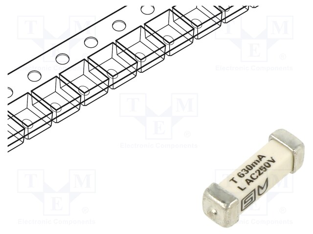 Fuse: fuse; time-lag; 630mA; 250VAC; 125VDC; SMD; ceramic; 3x10.1mm