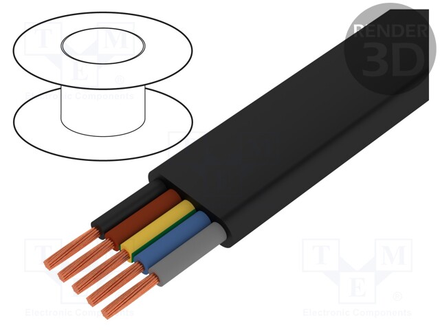 Wire; stranded; Cu; H07VVH6-F; 5G6mm2; unshielded; black; PVC