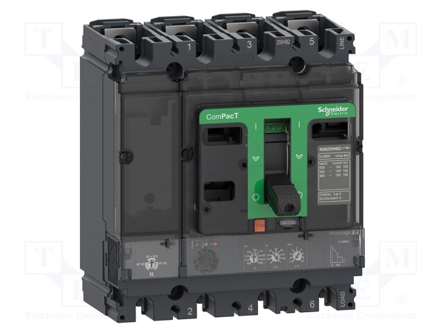 Power breaker; Inom: 100A; IP40; -25÷70°C; Short circuit cap: 25kA