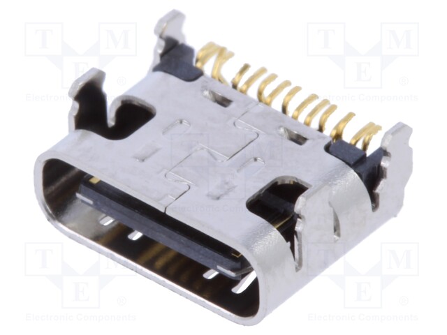 Socket; USB C; on PCBs; SMT; PIN: 12; angled 90°; USB 2.0