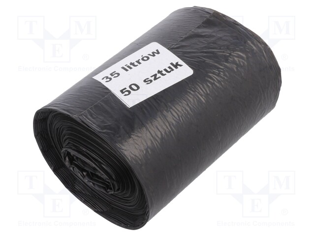 Trash bags; LDPE; Colour: black; 50pcs; 35l