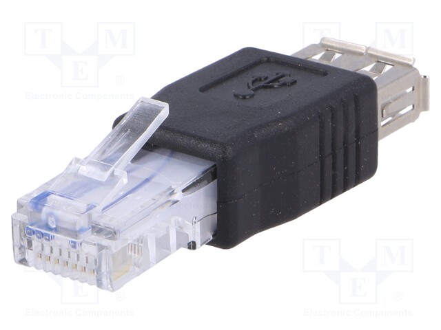 Transition: adapter; USB 2.0; black; RJ45 plug,USB A socket