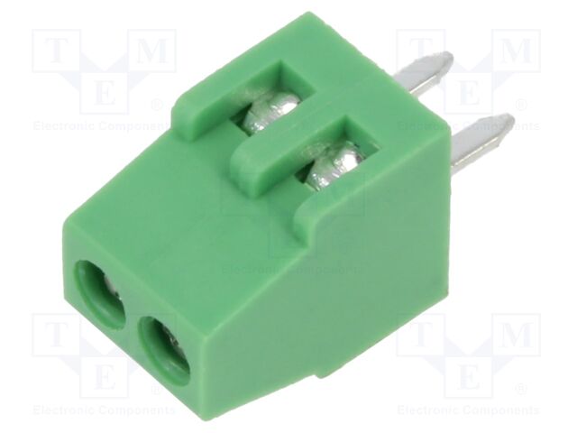 Connector: PCB terminal block; terminal; 6A; 150V; PIN: 2; angled