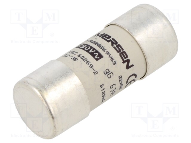 Fuse: fuse; gG; 63A; 500VAC; ceramic; 22x58mm