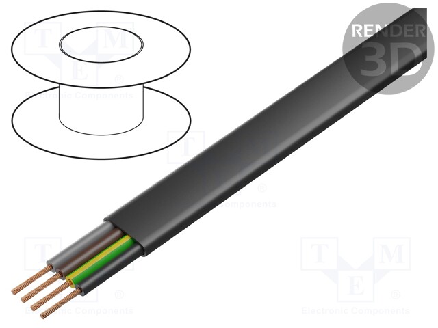 Wire; PVC-Flach; 4G6mm2; unshielded; 450/750V; PVC; Cu; stranded