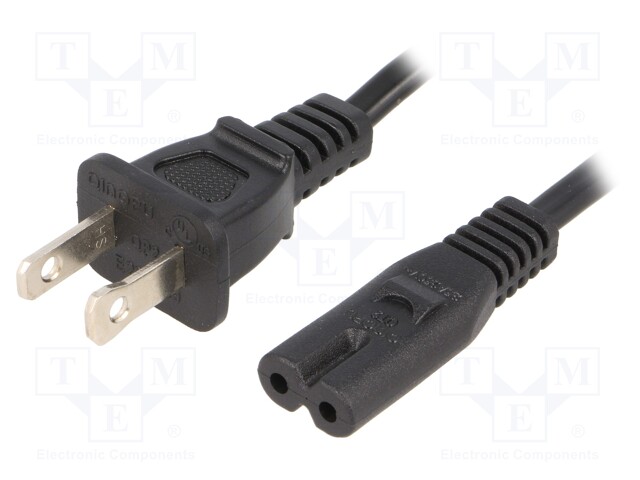 Cable; NEMA 5-15 (B) plug,IEC C7 female; 1.8m; Sockets: 1; black