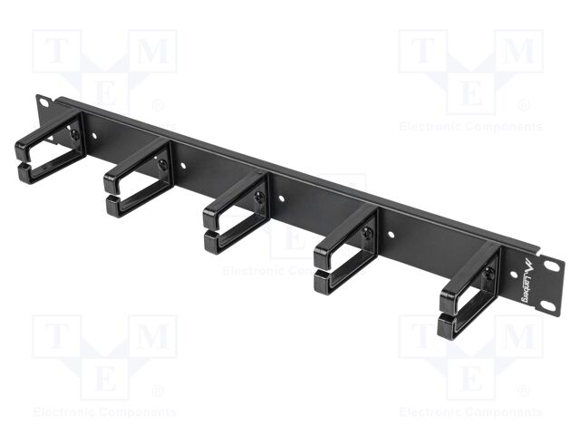 Cable organizer; 1U; black; Standard: 19"