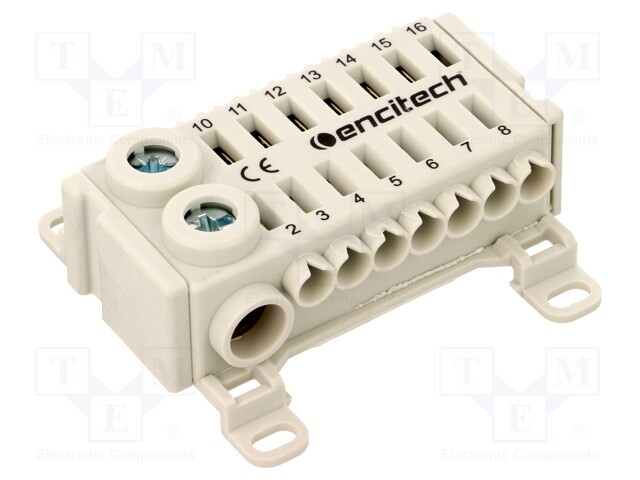 Splice terminal: distribution block; ways: 1; terminals: 16; grey