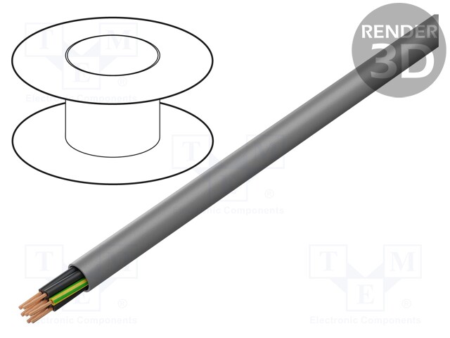 Wire; YSLY-JZ; 3G0.5mm2; unshielded; 300V,500V; Cu; stranded; grey