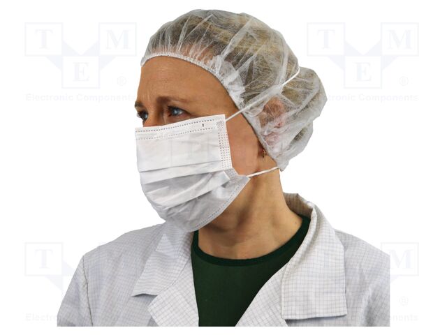 100pcs; white; polypropylene,spandex; 20g/m2; cleanroom; 210mm