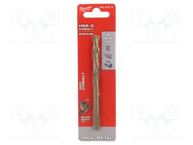 Drill bit; for metal; Ø: 8.5mm; high speed steel cobalt HSS-Co