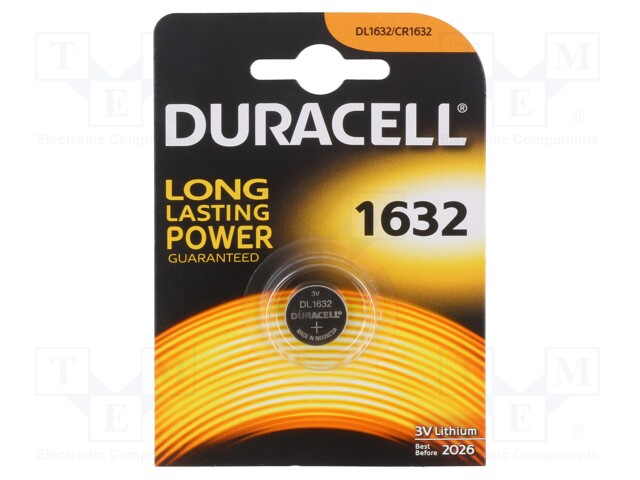 Battery: lithium; 3V; CR1632; non-rechargeable; Ø16x3.2mm; 1pcs.