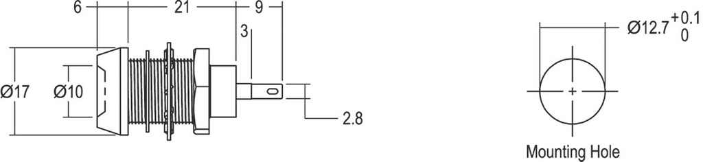 Indicator: LED; recessed; 2VDC; Cutout: Ø12.7mm; IP67; brass