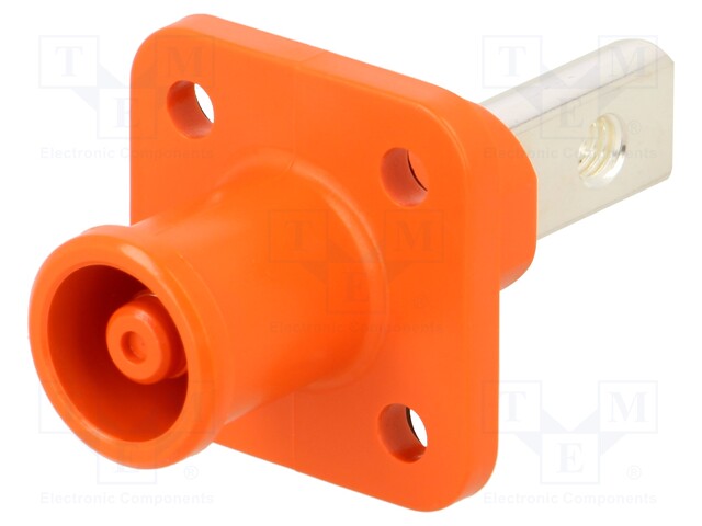 Socket; DC supply; male; PIN: 1; for panel mounting; screw; orange