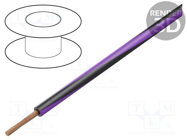 Wire; LgY; stranded; Cu; 2.5mm2; black-violet; PVC; 300/500V; 50m
