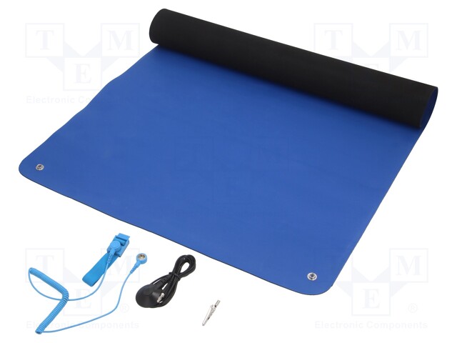 Bench mat; ESD; Dim: 600x900mm; D: 2mm; blue (dark)