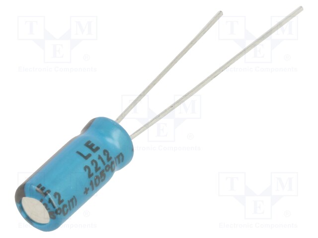 Capacitor: electrolytic; THT; 100uF; 16VDC; Ø5x11mm; Pitch: 2mm