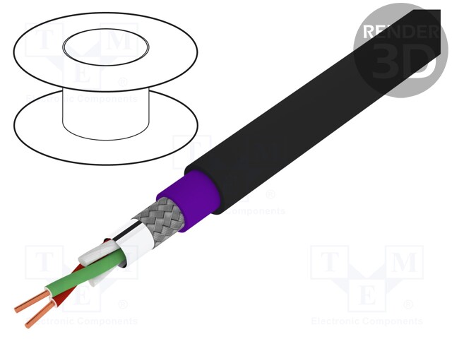 Wire; PROFIBUS,for direct burial; 1x22AWG; solid; Cu; PE; black